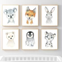 Safari Animal, Woodland Nursery Decor, Prints, Girls Nursery, Decor - thumbnail 2