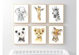 Safari Animal, Woodland Nursery Decor, Prints, Girls Nursery, Decor - thumbnail 1