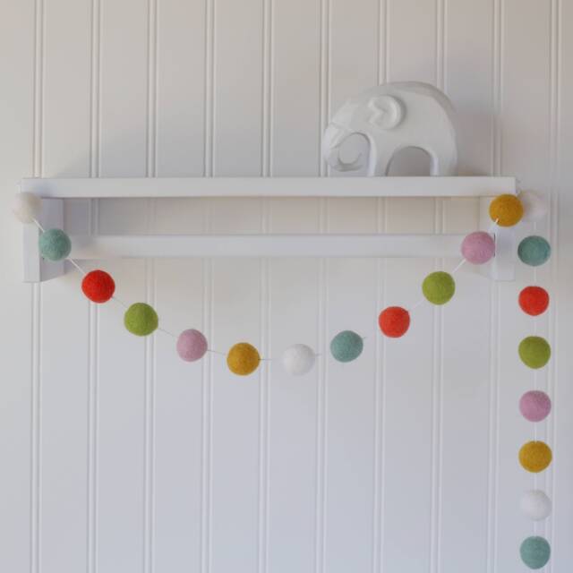 Felt Ball Garland - Wool Farmhouse Decor Pom Pom Baby Room Fall Rustic - image 1