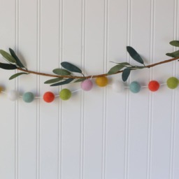 Felt Ball Garland - Wool Farmhouse Decor Pom Pom Baby Room Fall Rustic - thumbnail 3