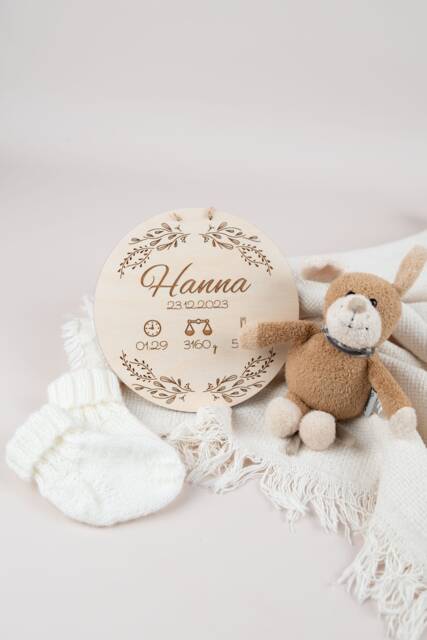 Name Plate With Birth Dates, Wooden Plate, Sign, Name Gift Idea For The Of A Baby - image 1