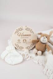 Name Plate With Birth Dates, Wooden Plate, Sign, Name Gift Idea For The Of A Baby - thumbnail 1