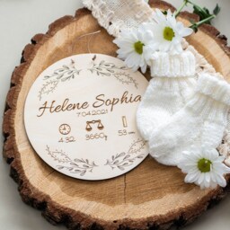 Name Plate With Birth Dates, Wooden Plate, Sign, Name Gift Idea For The Of A Baby - thumbnail 2
