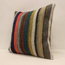 Kilim Pillow, Sofa Pillow Boho Pillow, Handwoven Pillow, 18x18 - 45x45 cm Minimalist Decorative Pillow, Cushion Cover Throw Pillow 4Kbf-588 - thumbnail 3
