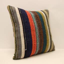 Kilim Pillow, Sofa Pillow Boho Pillow, Handwoven Pillow, 18x18 - 45x45 cm Minimalist Decorative Pillow, Cushion Cover Throw Pillow 4Kbf-588 - thumbnail 2