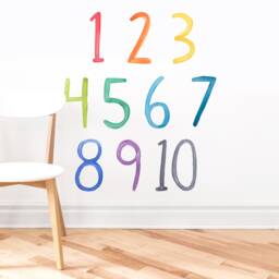 Rainbow Watercolor Numbers - Fabric Wall Decal Color Story Mej