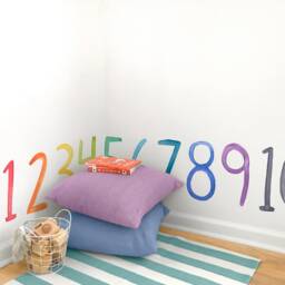 Rainbow Watercolor Numbers - Fabric Wall Decal Color Story Mej - thumbnail 3