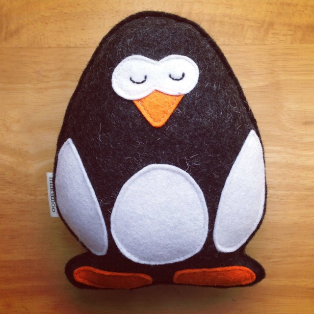 Petie Penguin - Soft Merino Wool Felt Toy . Perfect Baby Gift With Rattle