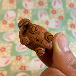 Hand Carved Boxwood Ojime Sleeping Baby & Turtle Family Charms - thumbnail 4