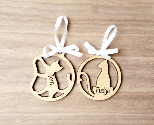 Personalised Cat Bauble, Sentimental Gift For Mum, Kitten Decoration, Memorial For Owner, Lover Dad, Tree - image 1