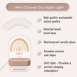 Personalized Kids Night Light With Name, For Baby, Christening Gift, Baby Lamp, Colorful Rainbow - thumbnail 3