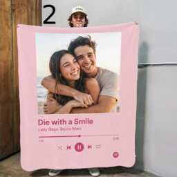 Personalized Photo & Song Blanket, Custom Picture Memory Throw, Minky Music Unique Wedding Couple Gift - thumbnail 3