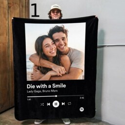 Personalized Photo & Song Blanket, Custom Picture Memory Throw, Minky Music Unique Wedding Couple Gift - thumbnail 2