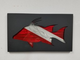 Hogfish Metal Wall Art, Scuba Decor, Hogsnapper Home Decor, Handmade Shadowbox, Coastal Living, Wildlife Conservation Gift - thumbnail 1
