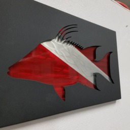 Hogfish Metal Wall Art, Scuba Decor, Hogsnapper Home Decor, Handmade Shadowbox, Coastal Living, Wildlife Conservation Gift - thumbnail 2