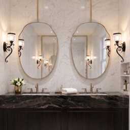 Ceilling Mounted Oval Mirror - Handmade Hanging Gold Brass Wall - thumbnail 2