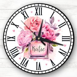 Perfume Name Floral Girls Room Custom Gift Personalised Clock - thumbnail 1