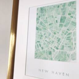 New Haven Map Hand Painted Watercolor Connecticut City Block Plan - Art Print Wedding Gift Anniversary Yale Graduation Wall Art - thumbnail 3
