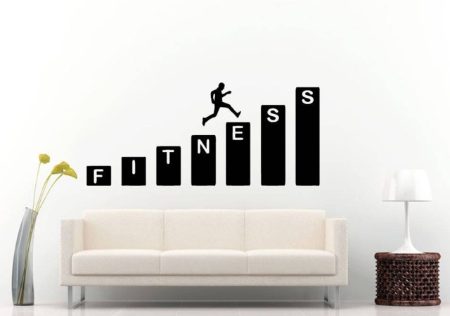 Fitness Running Stairs Athleticism Working Out Gym Wall Sticker Decal Vinyl Mural Decor Art L2310 - image 1