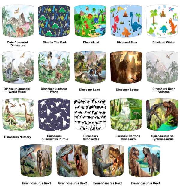 Childrens Dinosaurs Drum Lampshades For Ceiling Light Shades Pendants Or Bedside, Table Lamp Shades - image 1