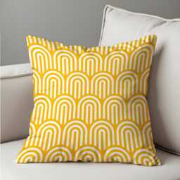Mustard Yellow Cushion Cover, Modern Arch Pattern Pillow Case, Retro Geometric Throw Pillowcase - thumbnail 4