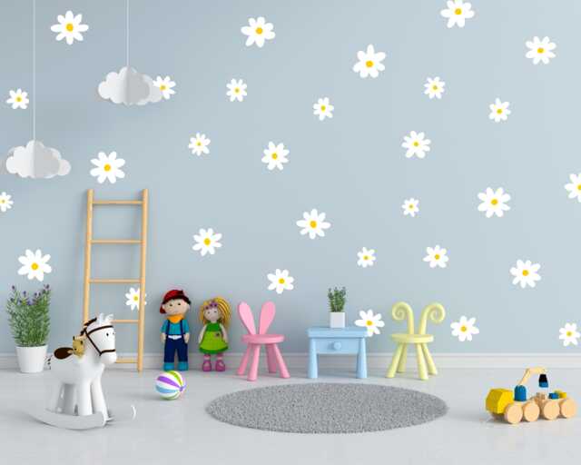 Daisy Wall Decals Floral Nursery Decor, Kids Room Art - 30 Pack - image 1