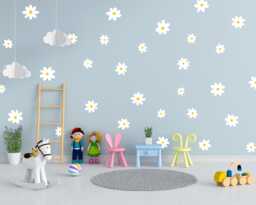 Daisy Wall Decals Floral Nursery Decor, Kids Room Art - 30 Pack - thumbnail 1