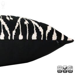 Black Silk Velvet Ikat Cushion Cover, Traditional Pattern - 16x24 Inches - thumbnail 2