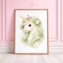 Unicorn Girls Bedroom Prints - Personalised Sage Green Set Of 3, Rainbow Nursery Wall Art - thumbnail 3