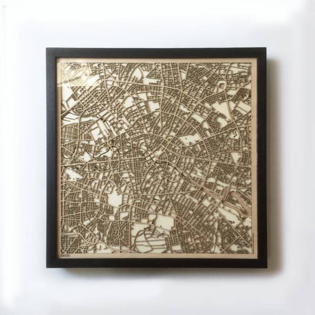 Berlin Wooden Street Map - Framed Laser Cut Minimalist Wall Art - image 1