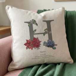 Personalised Birth Flower & Stone Cushion - thumbnail 2