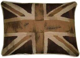 Union Jack Brown & Beige Oblong Woven Tapestry Cushion Pillow Cover - thumbnail 1