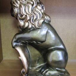 Lion Garden Statue Guardian Sculpture Shield Figurine Entry Porch Decor Pedestal Figure King Animal Large Wild Yard Ornament Outdoor - thumbnail 2