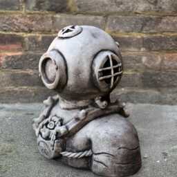 Concrete Diver Helmet Sculpture Handmade Nautical Statue Stone Figurine Outdoor Garden Ornament Home Decor Diving Lovers Gift - thumbnail 4