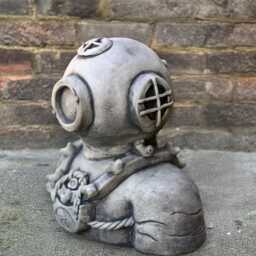Concrete Diver Helmet Sculpture Handmade Nautical Statue Stone Figurine Outdoor Garden Ornament Home Decor Diving Lovers Gift - thumbnail 3