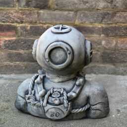 Concrete Diver Helmet Sculpture Handmade Nautical Statue Stone Figurine Outdoor Garden Ornament Home Decor Diving Lovers Gift - thumbnail 1
