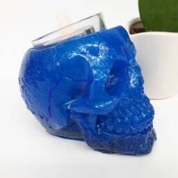 Resin Skull Tealight Holder Hand Cast Gothic Decor - thumbnail 3