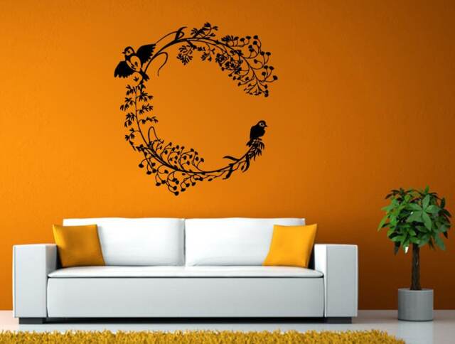Birds Branch Tree Round Pattern Nature Ornament Wall Stickers Decals Vinyl Mural Decor Art L2132 - image 1