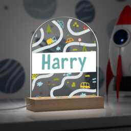 Personalised Cars Bedroom Night Light Custom Boys Nursery Led Lamp With Any Name - thumbnail 1