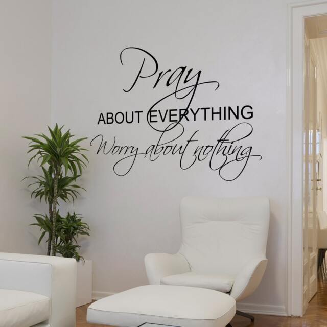 Pray About Everything Worry Nothing Family Vinyl Picture Wall Lettering Decal - 139 - image 1
