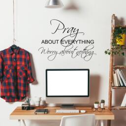 Pray About Everything Worry Nothing Family Vinyl Picture Wall Lettering Decal - 139 - thumbnail 2