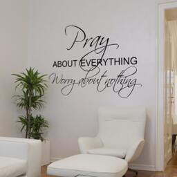 Pray About Everything Worry Nothing Family Vinyl Picture Wall Lettering Decal - 139 - thumbnail 1