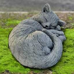Outdoor Kitty Figurine Concrete Cat Sculpture Stone Kitten Decoration Curled Lover Gift Handmade Ornament Yard Art Animal Decor - thumbnail 2