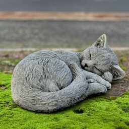 Outdoor Kitty Figurine Concrete Cat Sculpture Stone Kitten Decoration Curled Lover Gift Handmade Ornament Yard Art Animal Decor - thumbnail 1