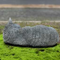 Outdoor Kitty Figurine Concrete Cat Sculpture Stone Kitten Decoration Curled Lover Gift Handmade Ornament Yard Art Animal Decor - thumbnail 4