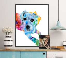 Custom Watercolor Pet Portrait Art Print Colorful Dog Painting - thumbnail 1