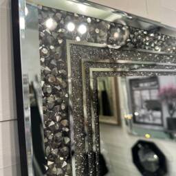 "Large Galaxy Grey Crystal Glitzy Diamond Gatsby Wall Mirror 120cm X 80cm 47.25"" 31.5" - thumbnail 2