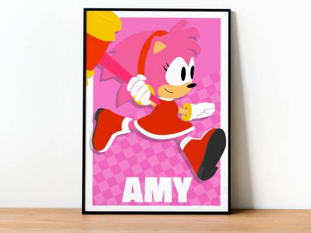 Amy Rose - Sonic The Hedgehog Poster Print Wall Art, Gaming, Geek, Gamer, For Him, Her, Gift, Video Games, Unofficial, Unframed - image 1