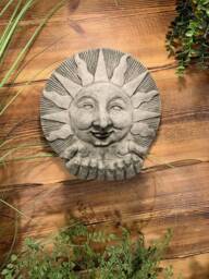 stone Garden Sun With Hands Bird Feeder Wall Hanging Plaque Ornament - thumbnail 1