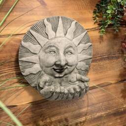 stone Garden Sun With Hands Bird Feeder Wall Hanging Plaque Ornament - thumbnail 2